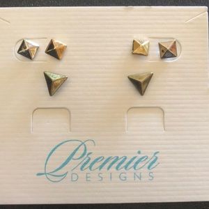 Multicolored geometric earring set